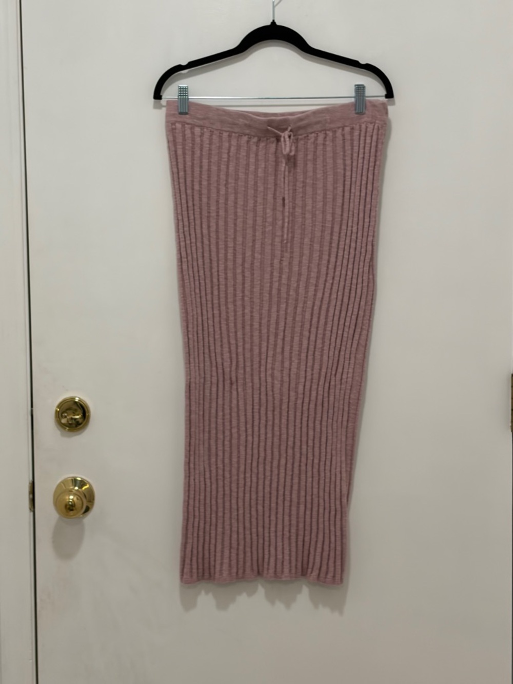 Free People Beach Ribbed Knit Drawstring Midi Skirt - Dusty Rose